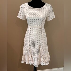 Women’s HD In PARIS Anthropologie white ruffle eyelet dress- Size 0